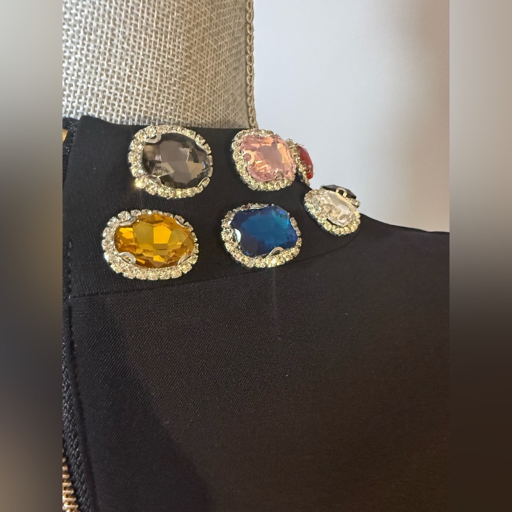 Black Embellished Pocket Shift Dress - Picture 7 of 14